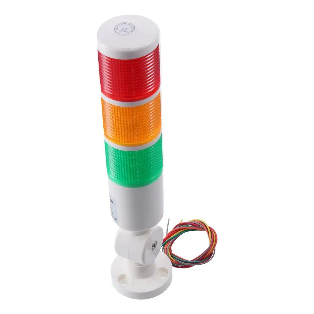 Luces de señal de advertencia industriales de 3 capas con zumbador, lámpara de torre de columna, indicador de señal de seguridad rojo, amarillo, verde, 24V CC