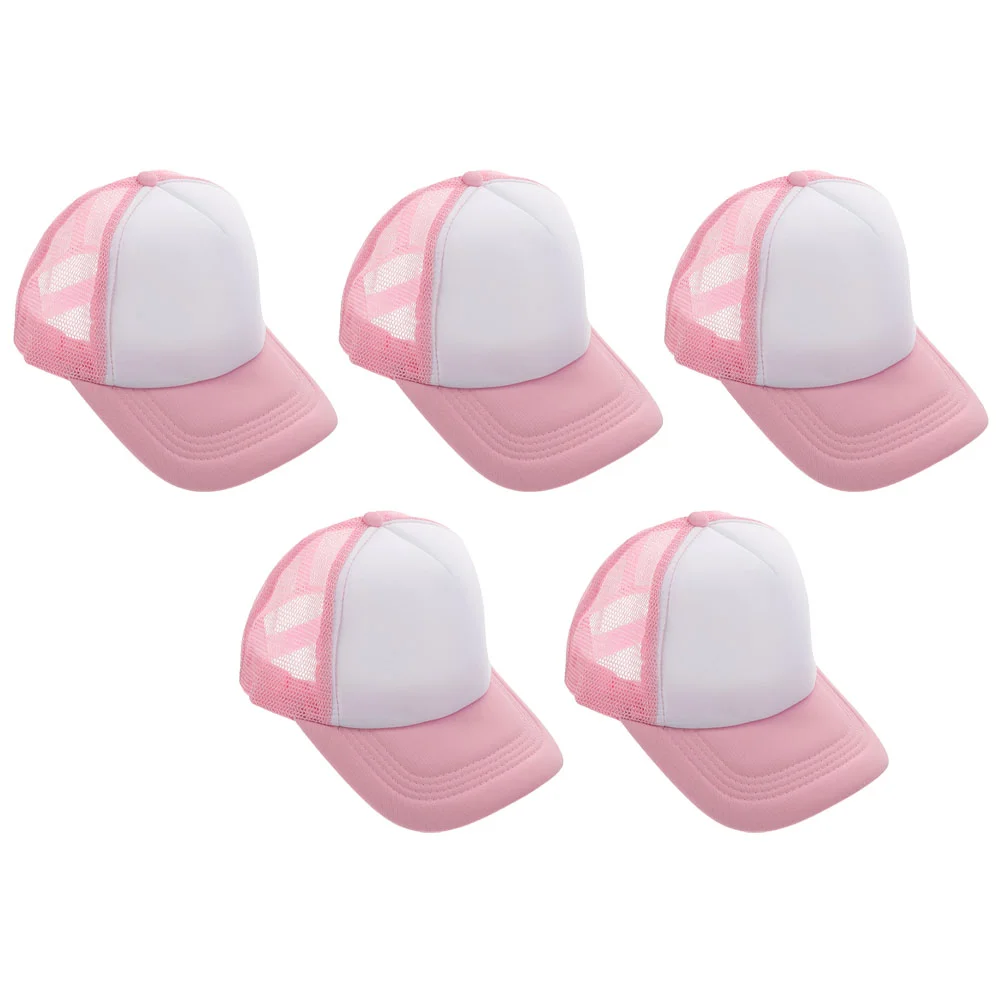 

5 Pcs Sublimated Baseball Cap Blank Mesh Hat DIY Hats Bulk Heat Transfer Sponge Caps Men and Women