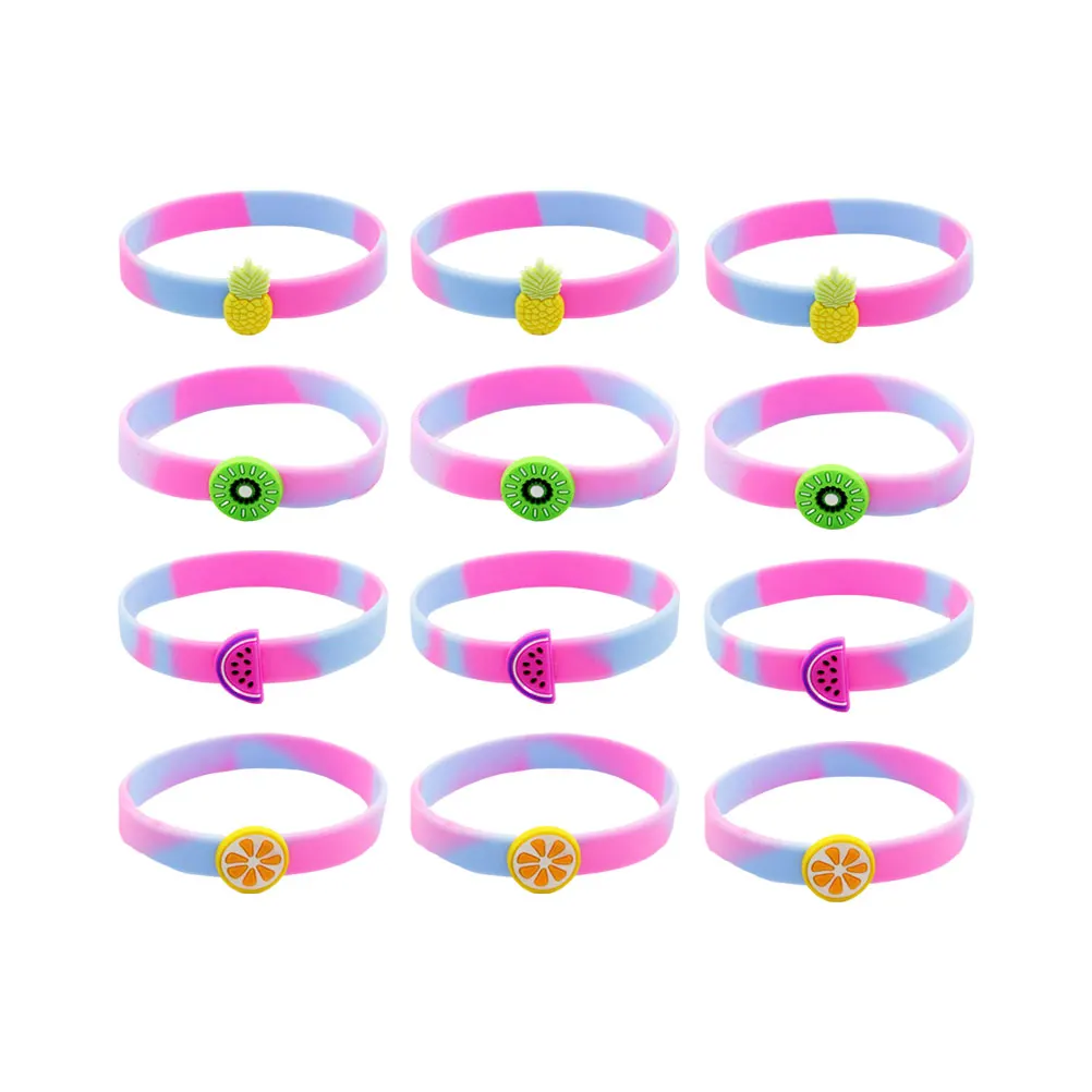 

12 Pcs Children's Silicone Bracelet Name Tags for Kids Wrist Bands Wristbands Straps Fruit Cartoon