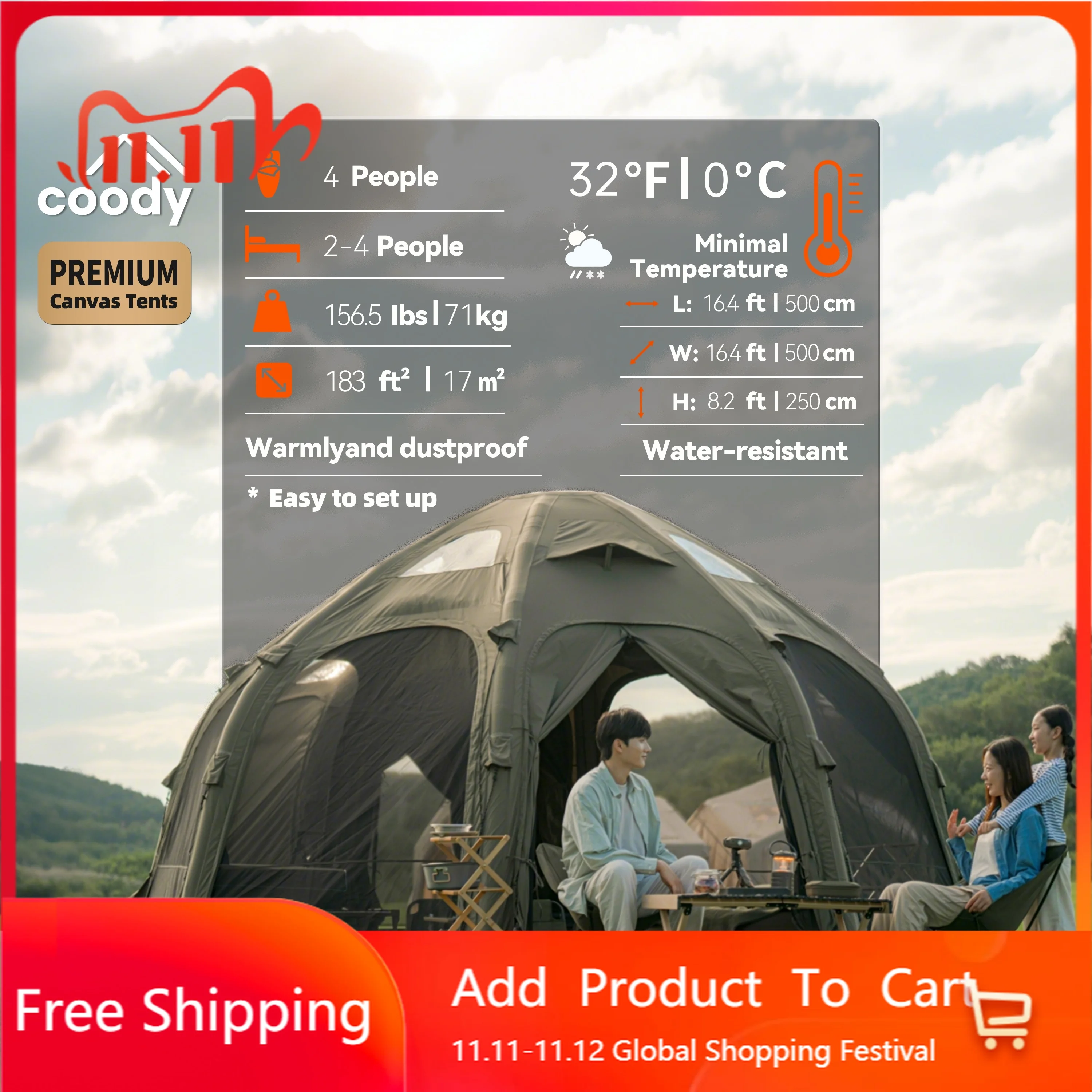 Army Green Coody Dome Air Tent Geodesic Design Inflatable Dome House For Family Outdoor Glamping