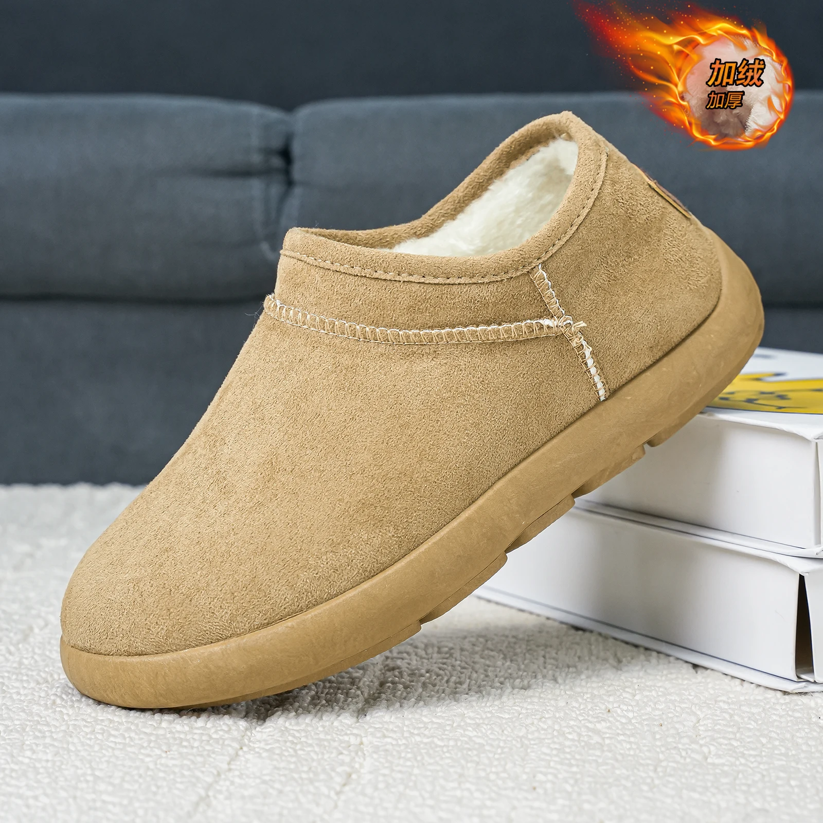 

2026 Warm Fur Men Ankle Shoes Winter Booties Men Snow BareFoot Casual Shoes Outdoor Ladies Work Shoes Male Snow Boots Plus Size