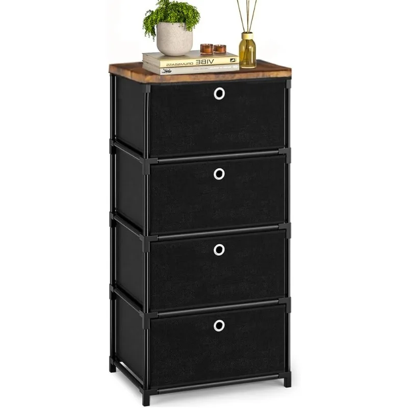 

Storage Drawers Dresser and Chest of Drawers, Small Dresser with Drawers Unit, Sturdy 4 Drawer Dresser for Closet