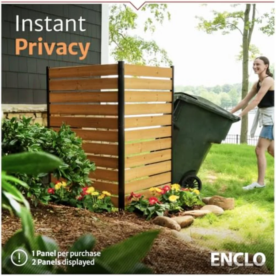 Enclo Concord Privacy Screen, Cedar Wood DIY No Dig Kit For Outdoor Use, Natural Cedar Color, Easy Assembly And Sturdy Construc