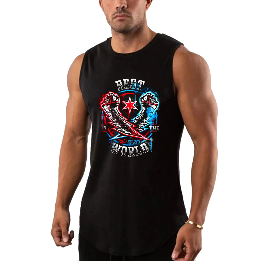 Fashion Summer Men's Vest Gym Clothing Man Quick Drying Tank Tops Men's Wrestling Fans Summer New CM Punk Street Black Tank Top