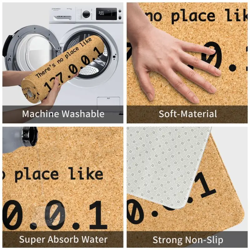 Custom No Place Like 127.0.0.1 Door Floor Kitchen Bath Mats Anti-Slip Hacker Geek WelcomeDoormat Garden Entrance Rug Carpet — zdjęcie 5