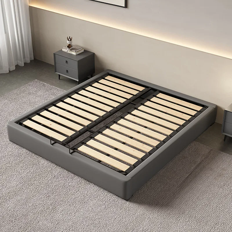 Modern simple bedside bed frame, small apartment, light luxury, minimalist storage, tatami mat 1.8 meters, 1.5 backless leather