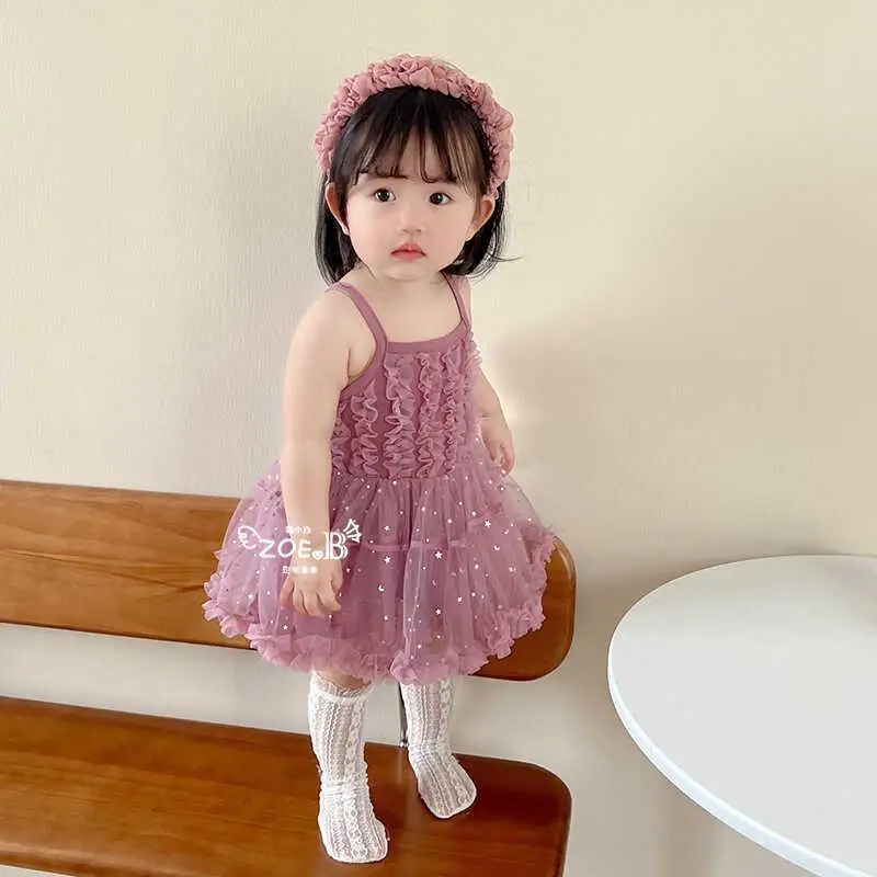 Girls Summer Dress Fashionable Children Princess Tutu Baby Dress Summer Children Strap Fluffy Dress