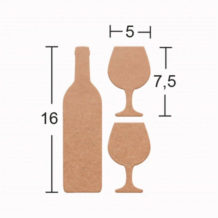 H136 Goblet and Bottle Trinket, 18mm Figurative Wood Object