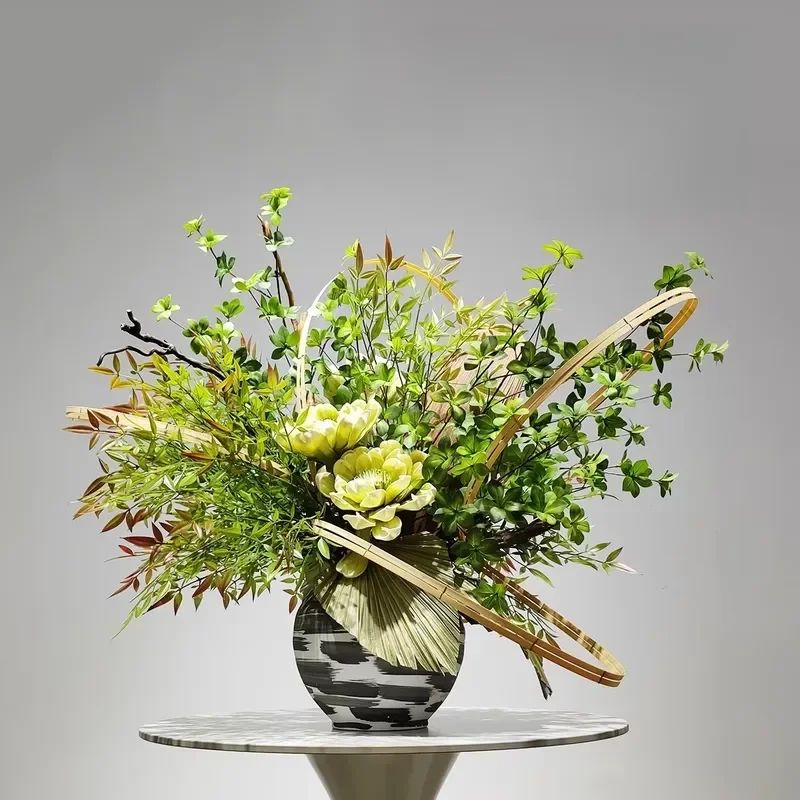 High-End Modern New Artificial Floral Art Hotel Lobby Entrance Green Plant Real Estate Club Desktop Decorations Christmas