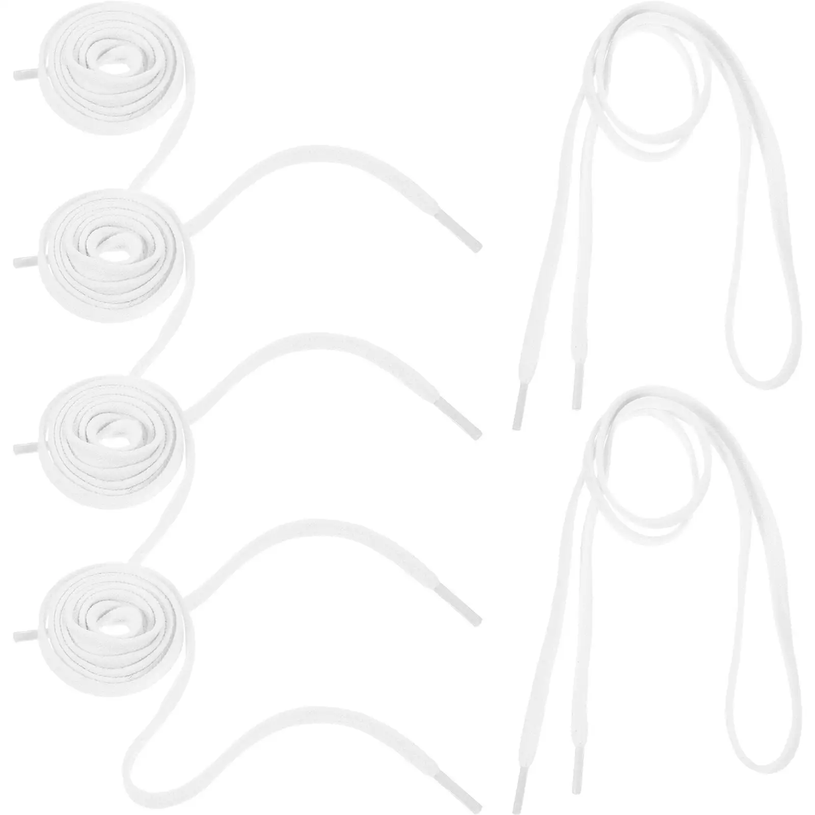 3 Pairs White Shoelaces for Sneakers Basketball Shoes 120cm Flat Cotton Laces Replacement Wide High Density Shoe Strings