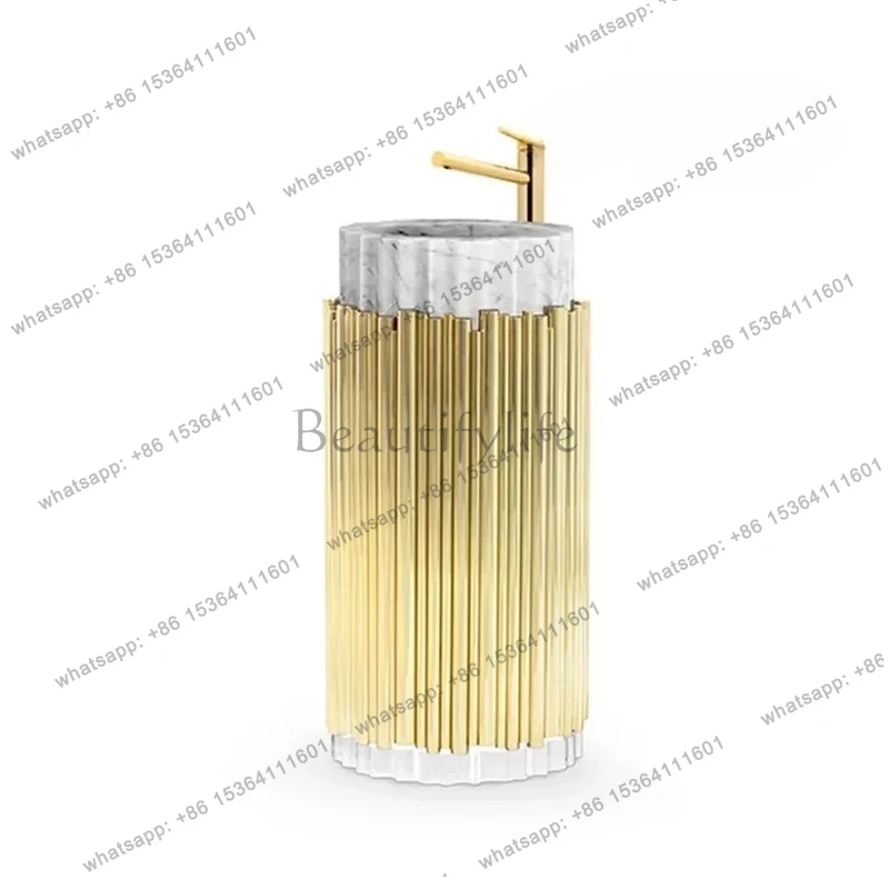 

LXLavabo in marmo di lusso leggero italiano hotel semplice lavabo a colonna a strisce ad albero lavabo dal pavimento al soffitto