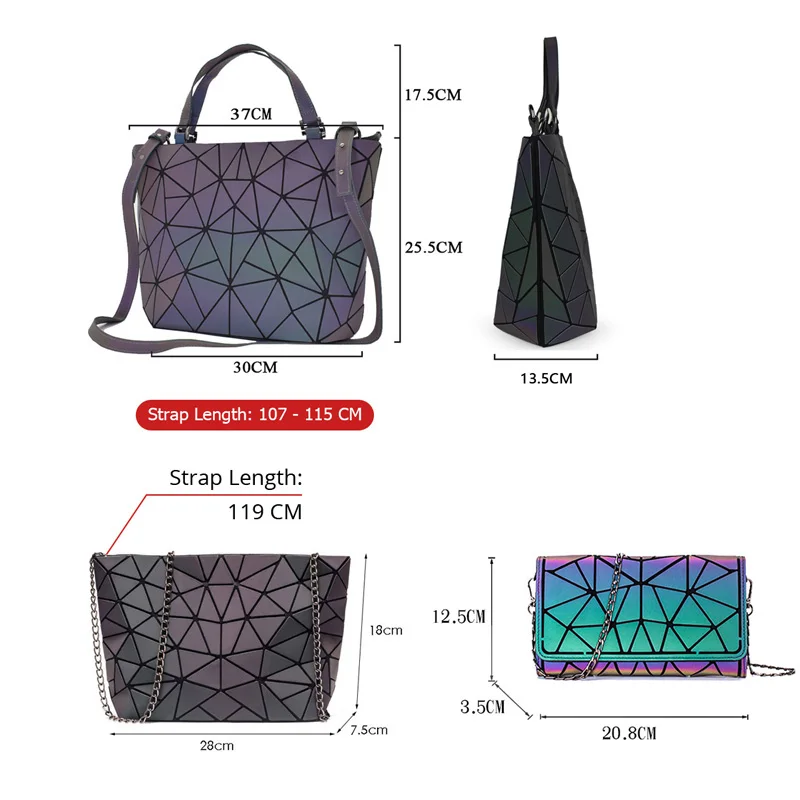 Women\'s Diamond Geometric bag Deformation Tote Bag Irregular Folding Shoulder Bag Holographic Laser Luminous bao Bag for women