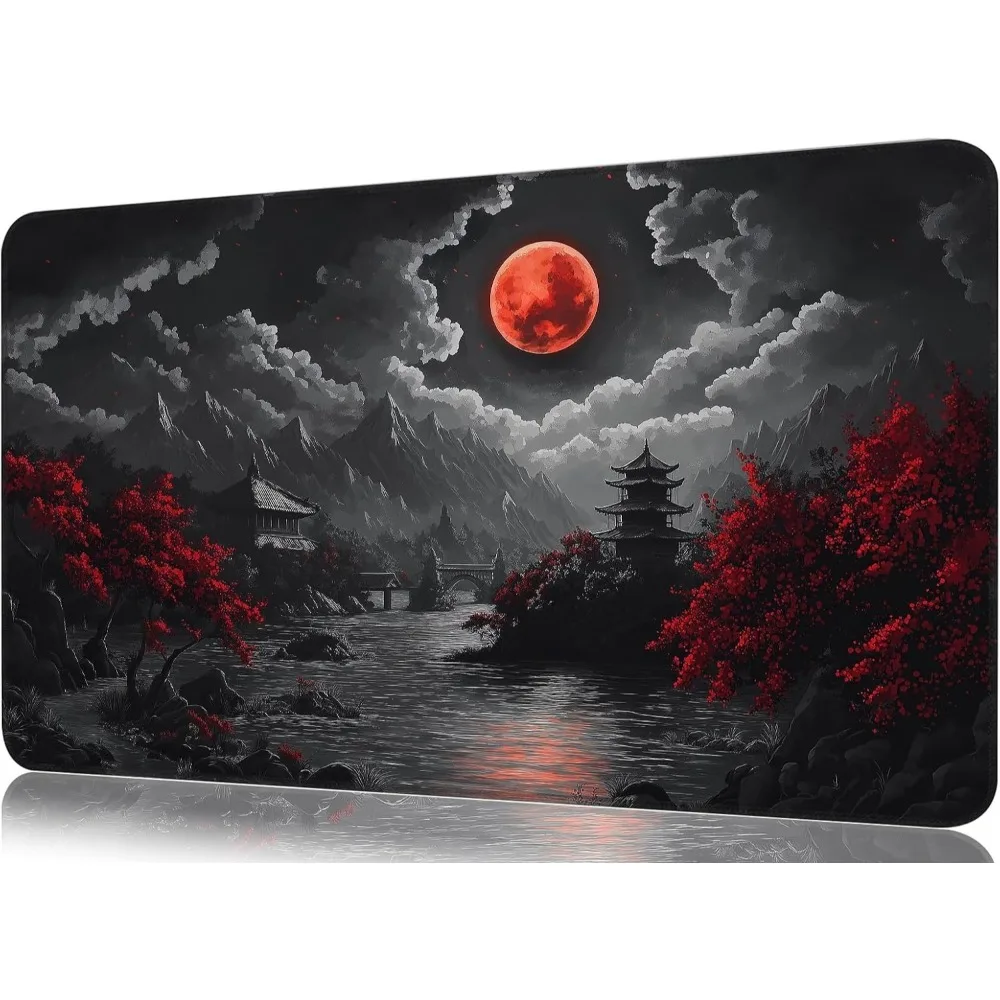 Blood Moon Zoned TCG Play Mat Durable Office Deskpad Parties Gathering Card Game Mat Non-slip Keyboard PC Game MousePad Cardmat