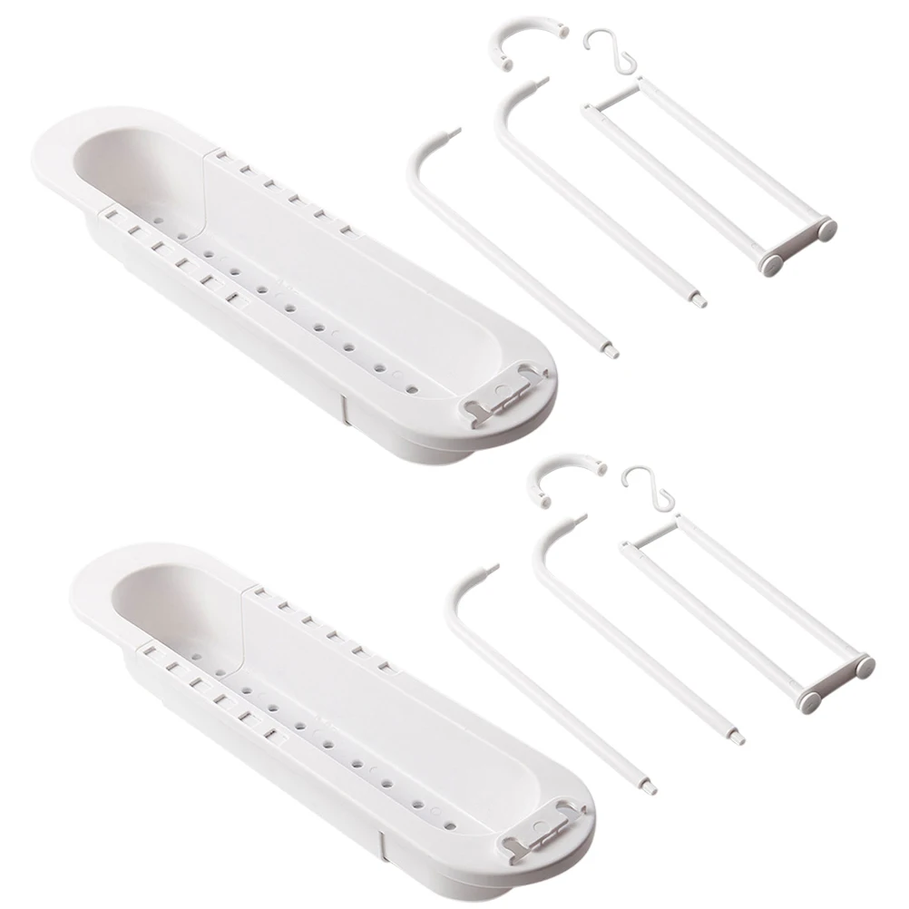 

2pcs Kitchen Dishcloth Holder Retractable Sink Storage Rack Premium Pp Drain Organizer For Kitchen Hotel Restaurant Use
