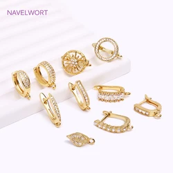 Brass Inlaid Zircon Earring Hooks Hoop Earring Clasp Findings,Earring Accessories Making Supplies,DIY Jewelry And Accessories