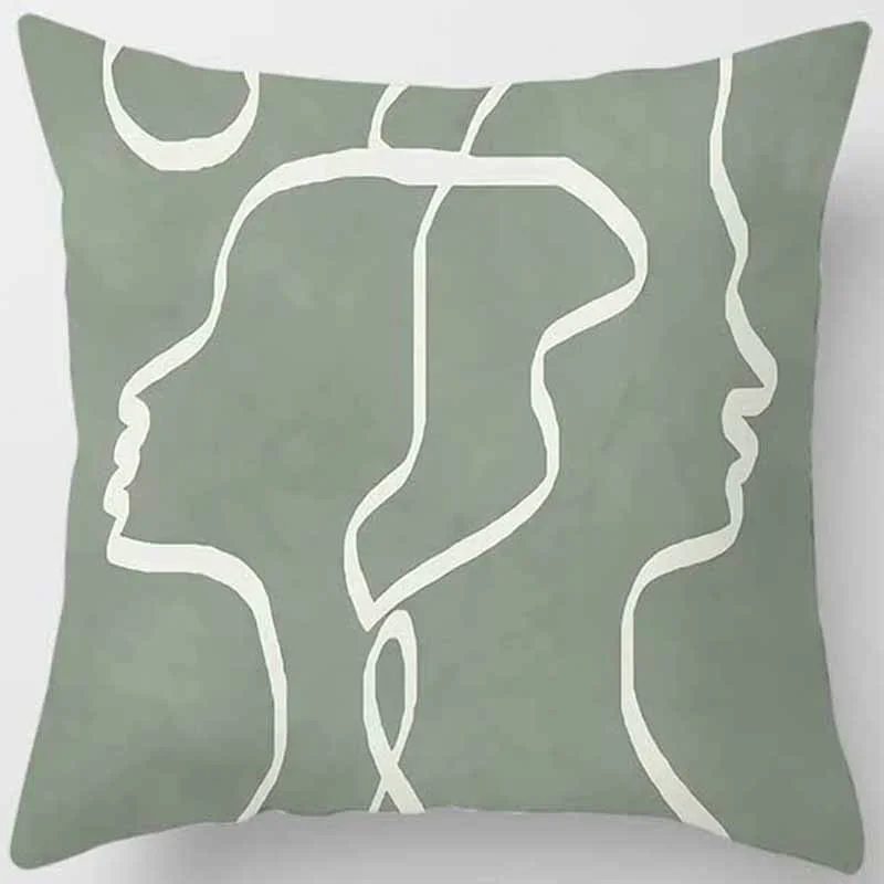 Green-tone printed square pillowcase, home decoration, car sofa cushion cover