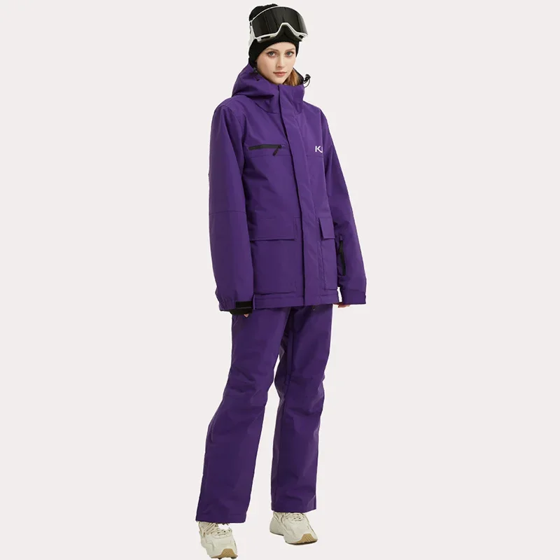 New Baggy Hooded Cold Proof Waterproof Snowboarding Clothing Woman Man Winter Sports Set Breathable Warm Wear Resistant Ski Suit - Image 5