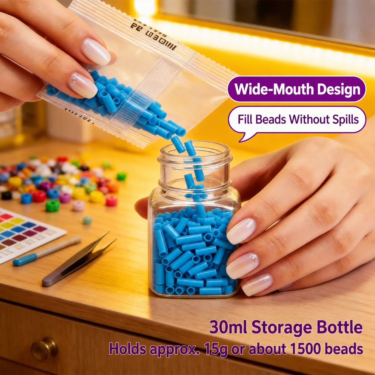 Diy Craft Beads Storage Bottle Airtight Pet Storage Bottle Small Container Leakproof Square Storage Bottle For Home Organization