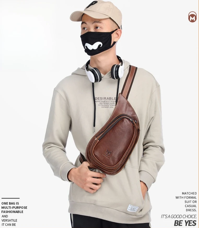 

Мужская нагрудная сумка из натуральной кожи с пельменями на одно плечо через грудь с несколькими молниями, большой вместительный дорожный рюкзак на плечо