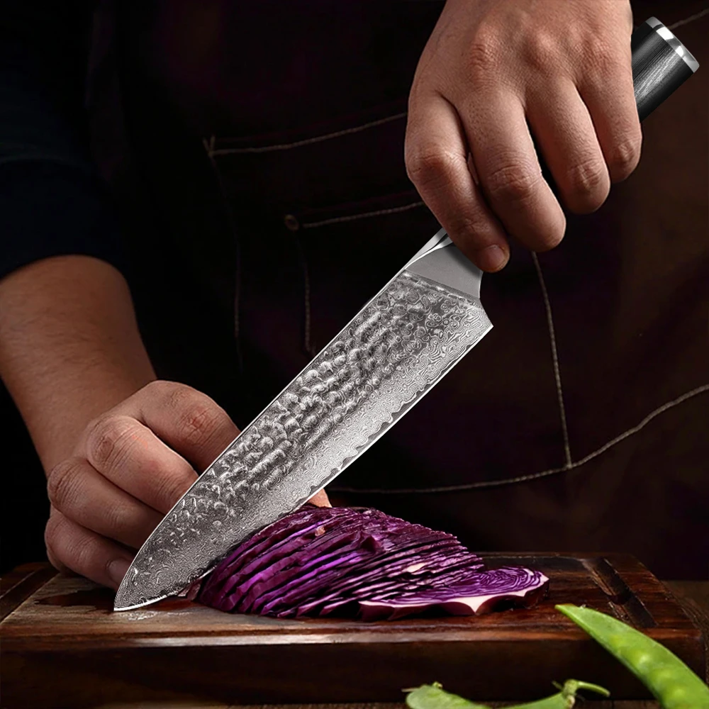 Professionelles Küchenmesser, Geschmiedete VG-10 Damaszener Stahlklinge, Perfekt für Kulinarik-Enthusiasten, Kochzubehör – Detail 1