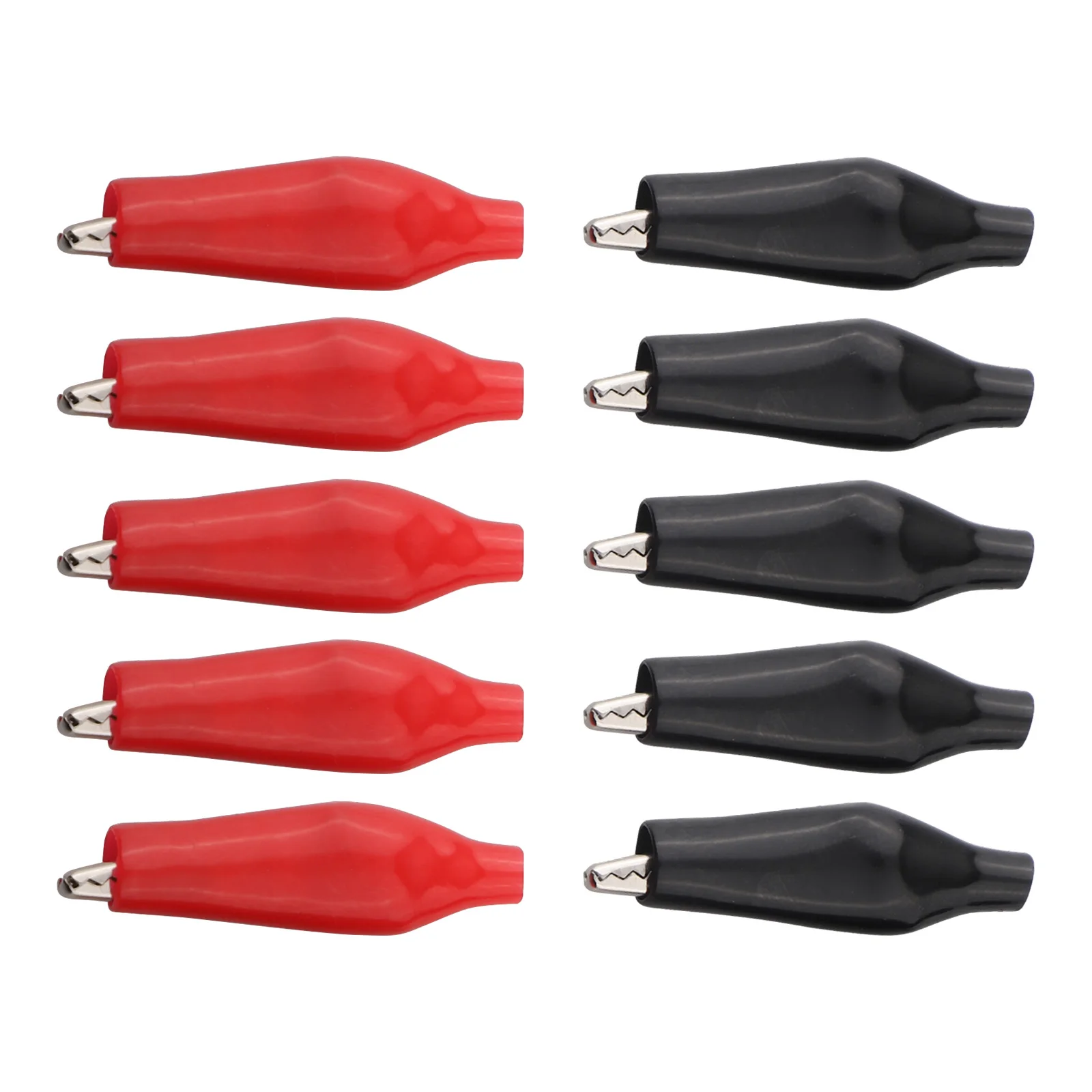 10PCS 5A Crocodile Clips with Sheath 28MM Nickel Plated Iron Test Clips for Secure Electrical and Automotive Clamping