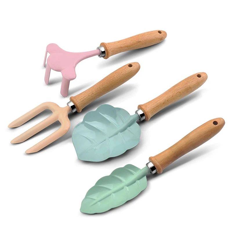 Kids Metal Garden Tool Set Sand Toy,Kids Gardening Set Beach Shovels Toy With Sturdy Wooden Handle Safe Gardening Tools