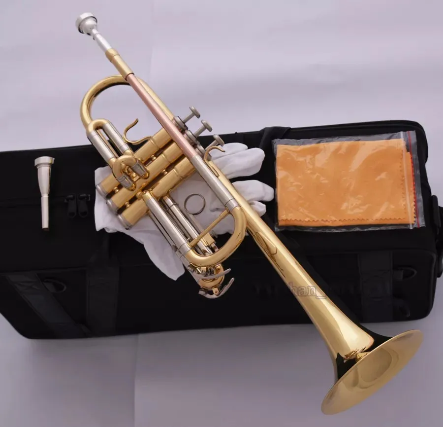 

2026 Top Gold Lacquer C Key Trumpet Horn Cupronickel Tuning Pipe Free 2 Mouthpiece 22