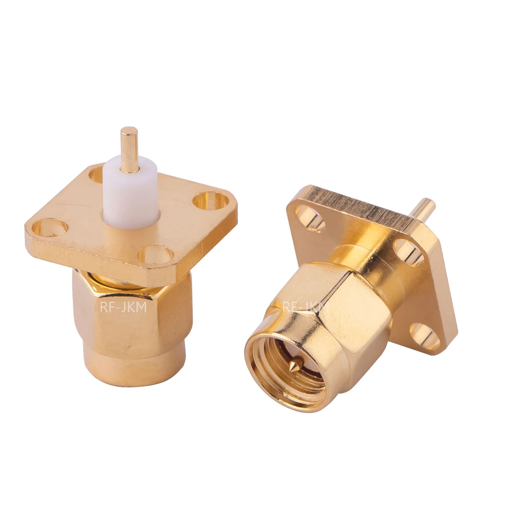 5 Pcs New SMA Male Plug RF Coax Connector Solder Post Cable 4-Hole Panel Mount Gold Plated