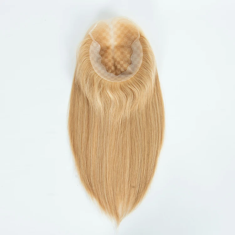 100%キューティクル完全揃え人毛ヘアピース 女性用 ベストセラー ヨーロッパ人毛ヘアピース シルクトッパー 人毛
