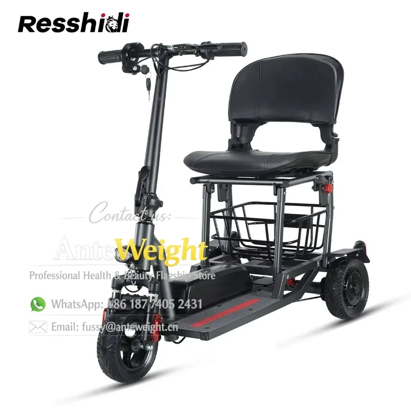All Terrain 3 Wheels Scooter Folded Portable Ultra Lightest Travel Mobility Scooter for Disabled and Adults