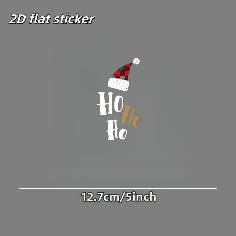 1pc 2D Flat Ho Ho Ho Christmas Hat Vinyl Sticker, Waterproof Decal for Car Smooth Surfaces, Holiday Gift