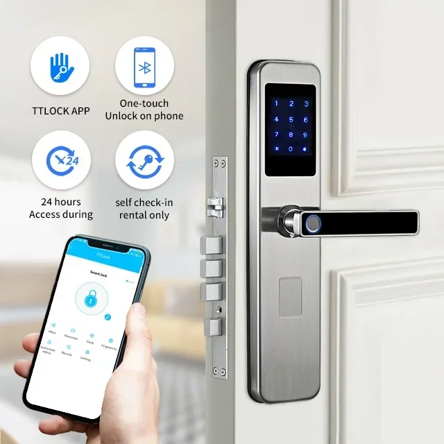 

008 Smart Remote Control Ble Wifi Biometric Fingerprint Security Tuya Smart Locks Card Key Electric Digital Door Lock