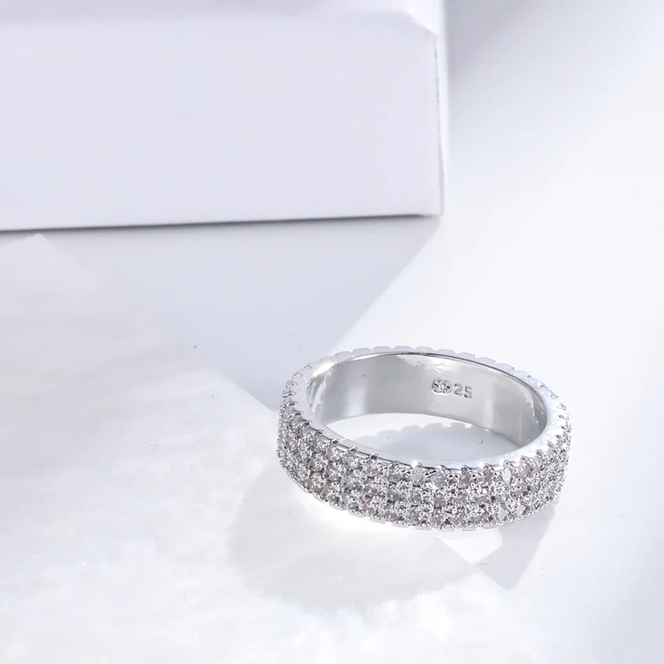 

Buyee 925 Sterling Silver Female Luxury Ring Full Zircon Ring Finger for Women Fashion Party Wedding Fine Jewelry Circle