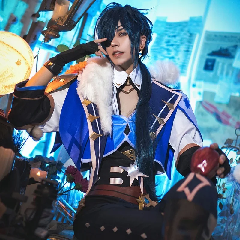 جودة Kaeya تأثيري حلي Genshin تأثير الجليدية ريشة الطيران موحدة شعر مستعار أقراط فرسان فافونيوس الغمامة قفازات حزام