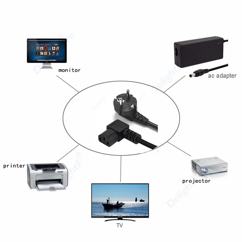 Typ E Stecker AC Netzteil Kabel IEC C13 Rechten Winkel 1,5 m AC Netzkabel Für DJ Studio Lichter PC Computer Monitor LED Projektor