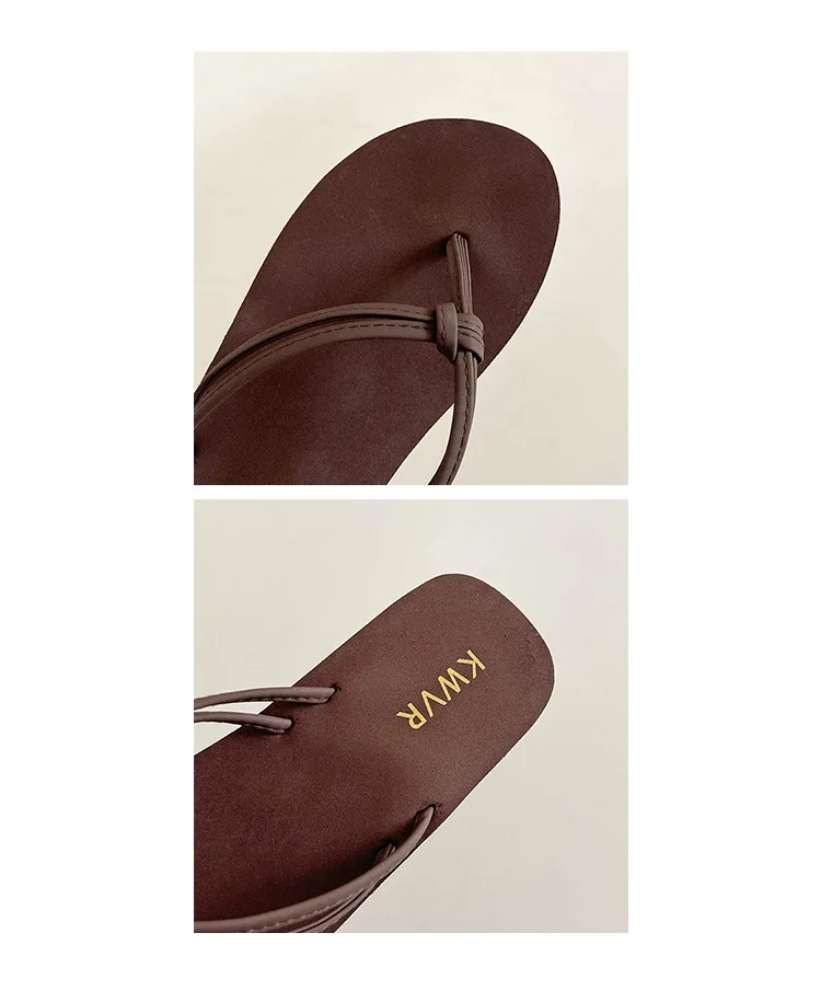 Women Brown Flip Flops Summer Flat Thong Sandals Non Slip Beach Slippers Casual Outdoor Slides Ladies Daily Walking Shoes view 5