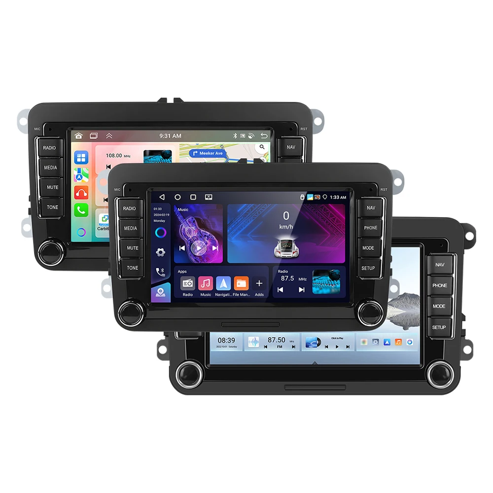 Podofo 7-Zoll Android 2Din Autoradio für VW POLO Seat Altea JATTA PASSAT GOLF mit Carplay, Android Auto, GPS-Navigation, DSP, BT, FM, RDS