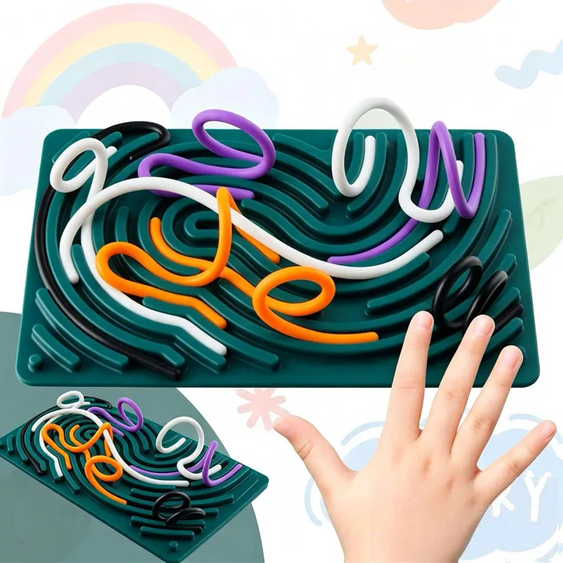 Sensory Activity Board Silicone Fidget Autism Anxiety ADHD Calming Down Quiet Stress Relief Toys Fine Motor Skills Development