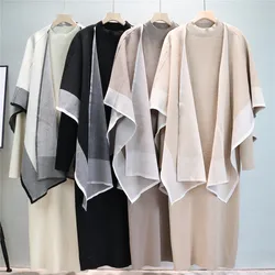 Elegant Women's Dress Sets Knitted Tracksuit Korean Style Winter Long Dress and Scarf Two Piece Suit for Lady Outfit 2023