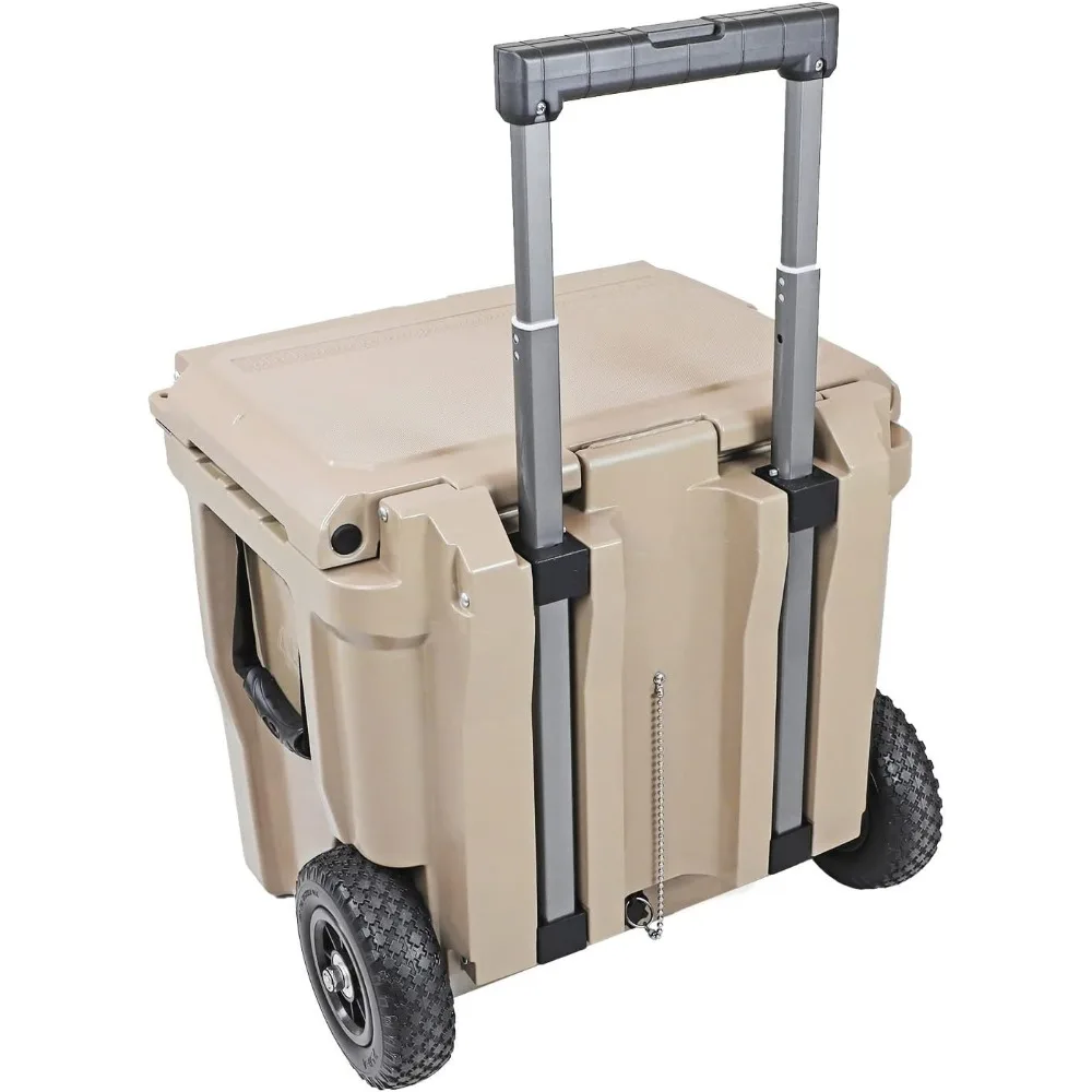 

45 Quart Towable Roto Molded Ice Chest Outdoor Camping Cooler with Wheels | Pro Tough Durable Outdoor Camping Fishing