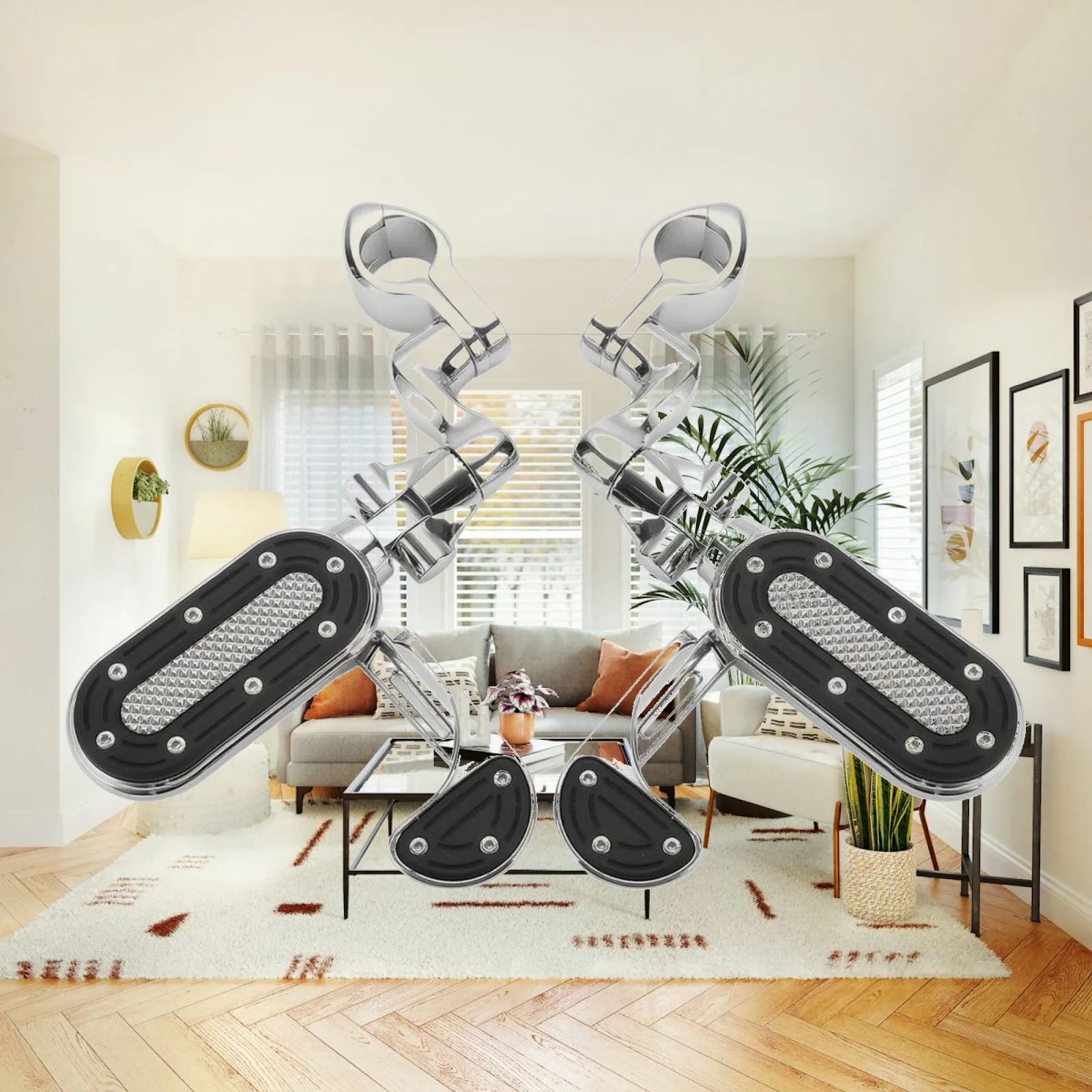 Motorcycle Footrests with Toe Platform Wide Highway Pegs Motorcycle Foot Rests Angled Footpegs Universal for Cruiser Riders