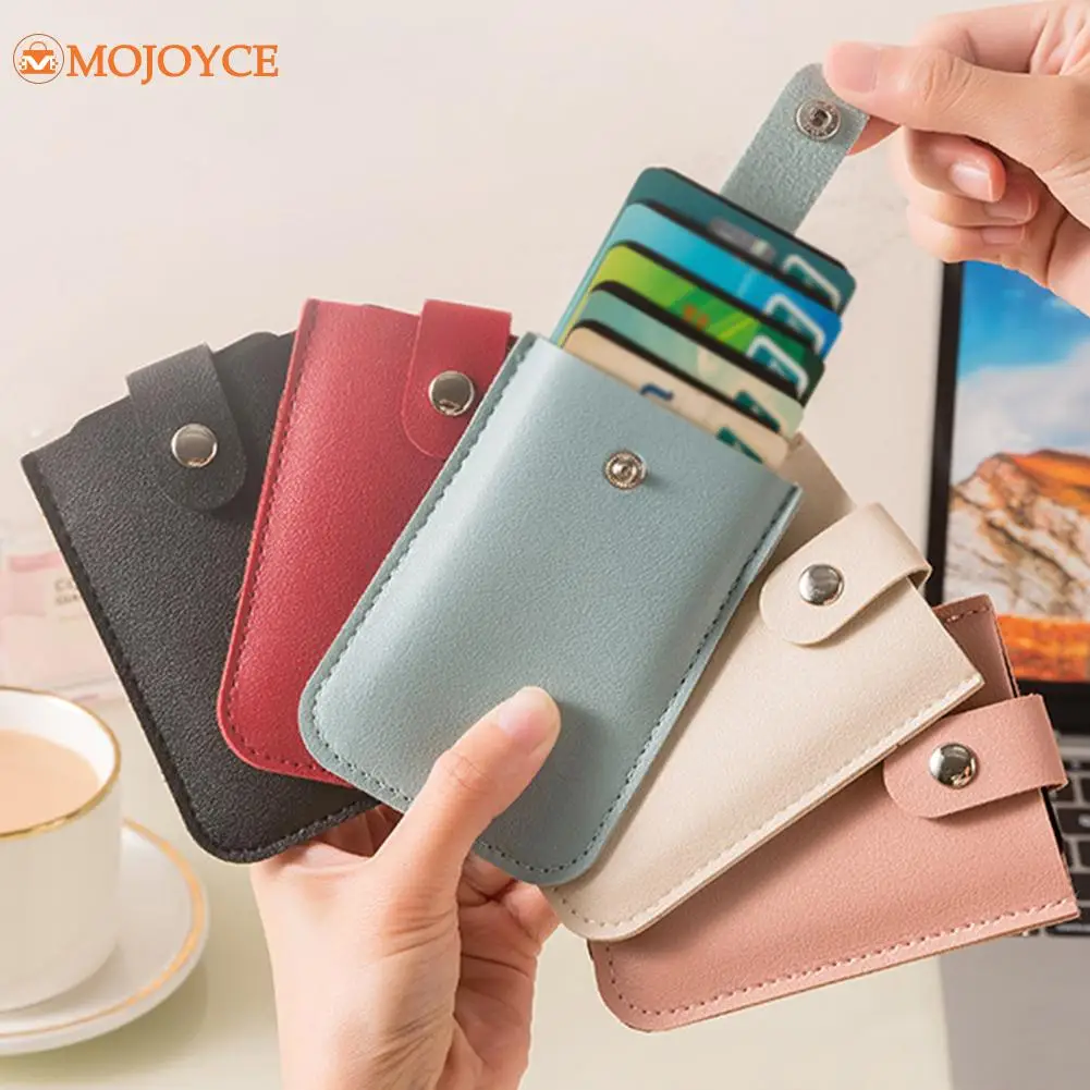 Multifunctional Credit Card Ultra-Thin Holder PU Leather with Snap Closure Purse for Women&Men Multi-Card Slots Organizer Wallet