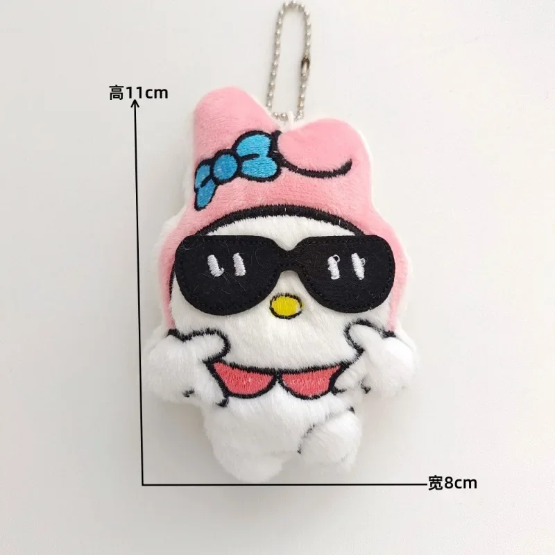 Kawaii Sanrio Hello Kitty Kuromi Doll Pendant Anime My Melody Cinnamoroll Purin Sunglasses Doll Bag Pendant Kids Christmas Toys