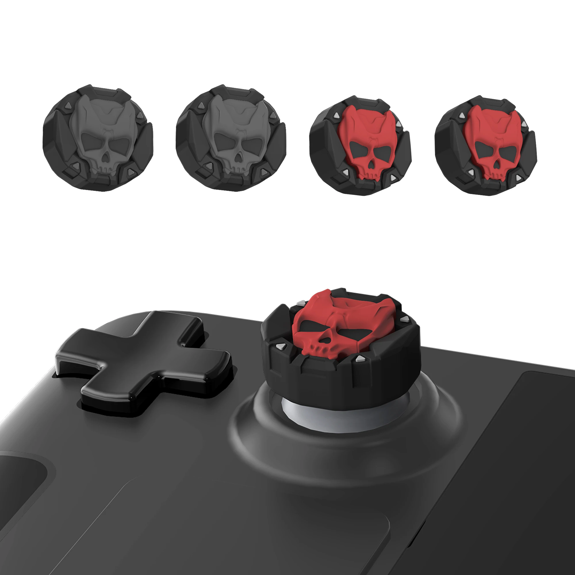 GeekShare Thumb Grip Caps for Steam Deck Black and Red Deck Skull Joystick Cover Anti-Slip Thumbstick Caps Silicone 4pcs