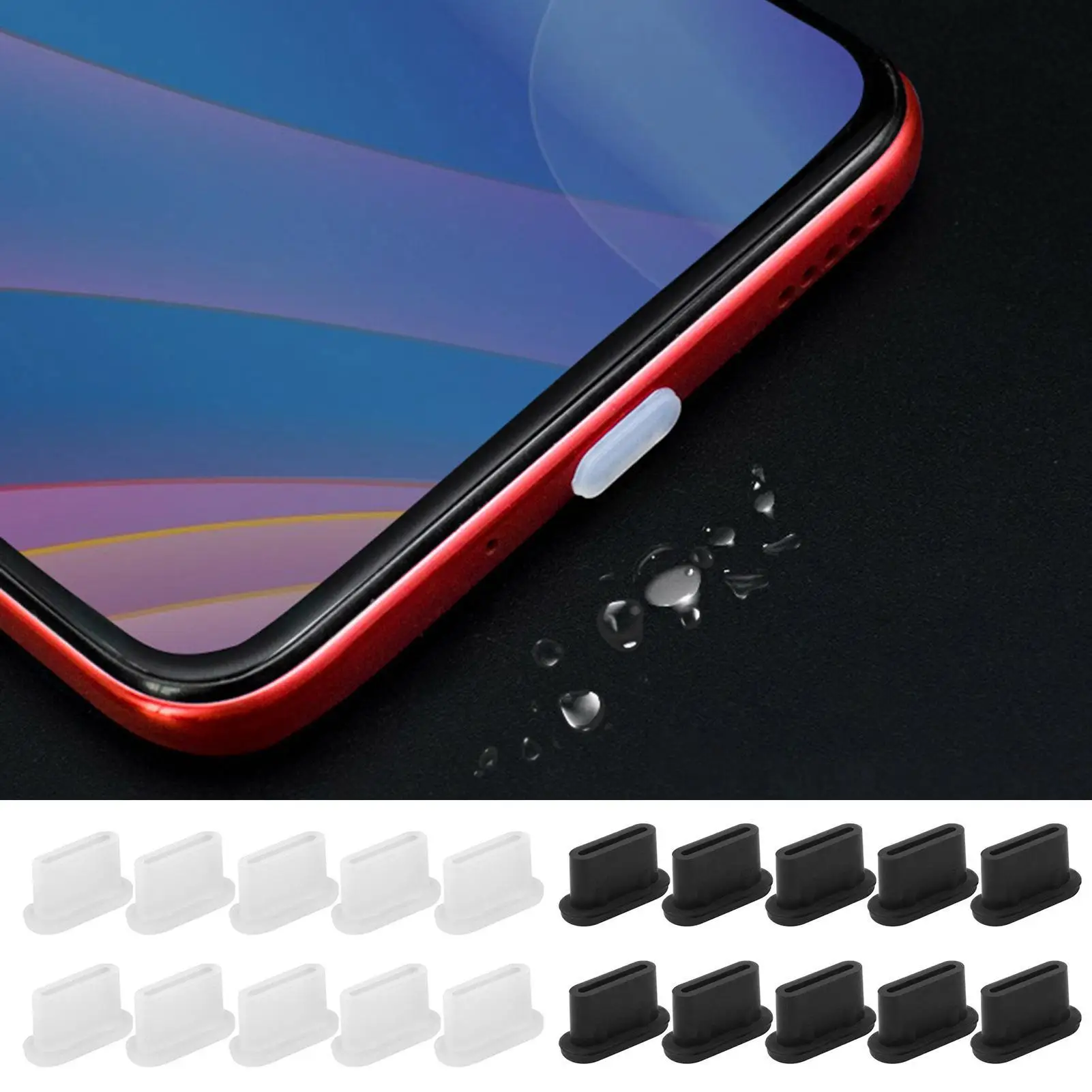 10pcs Type-C Silicone Dust Plugs Phone USB Charging Port Protector Cover Type C Anti-dust Caps for Samsung Xiaomi Huawei