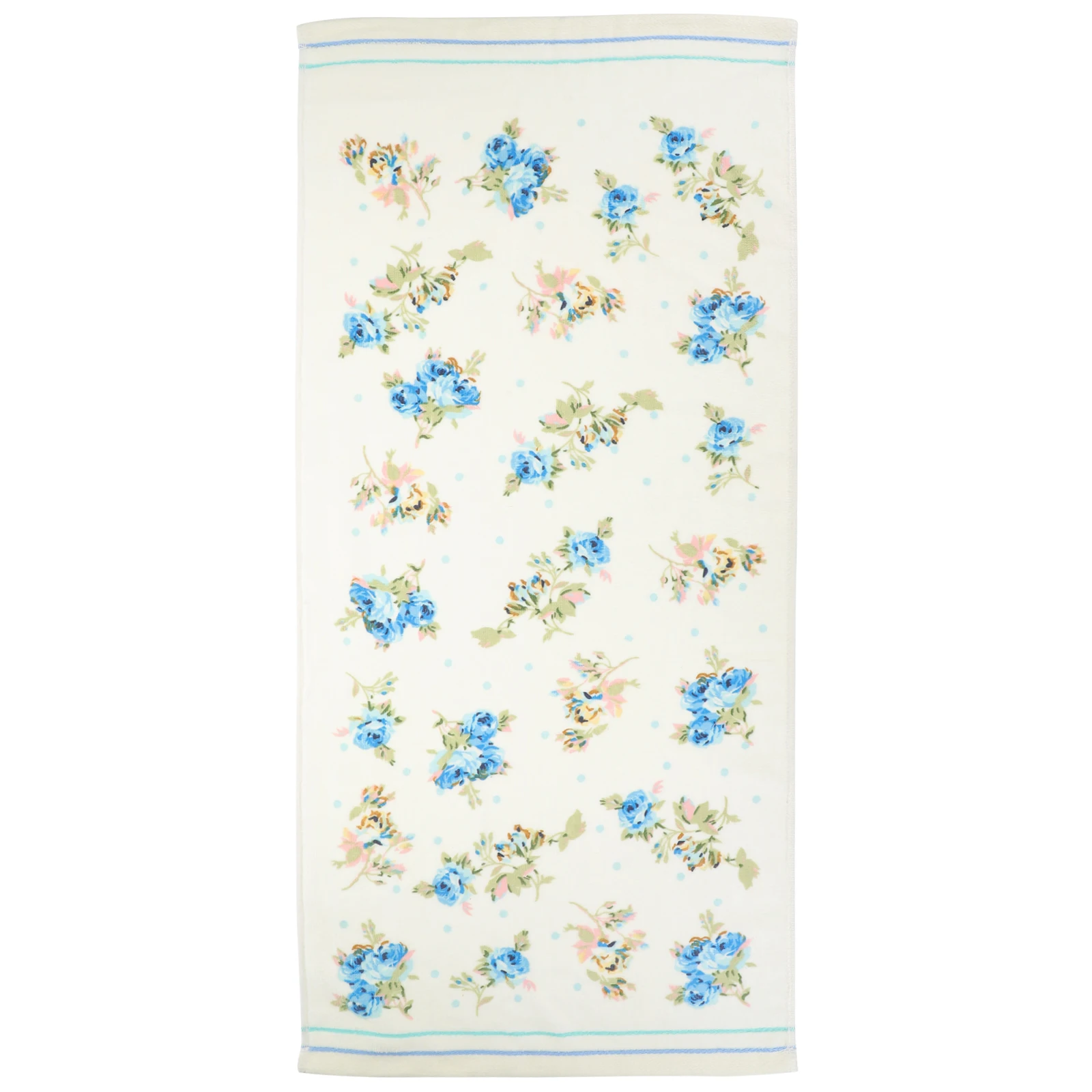 

Cotton Bath Towel 73x34cm Soft Vintage Floral Blue Hand Towels for Bathroom Accessories Rose Pattern Machine Washable Safe