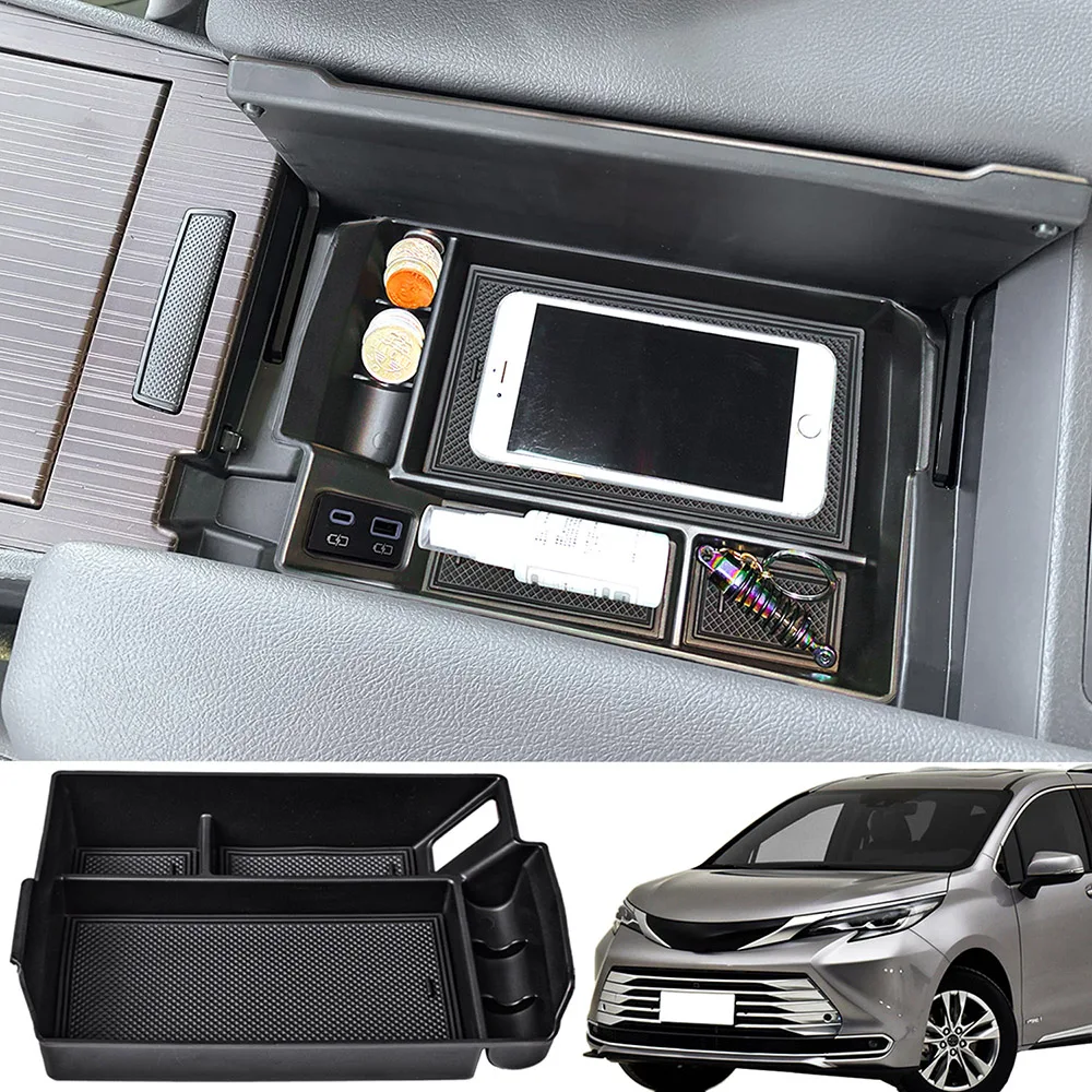 

For Toyota Sienna 2021-2024 Center Console Organizer Tray, Armrest Storage Box For Sienna LE Limited Platinum SE XLE XSE