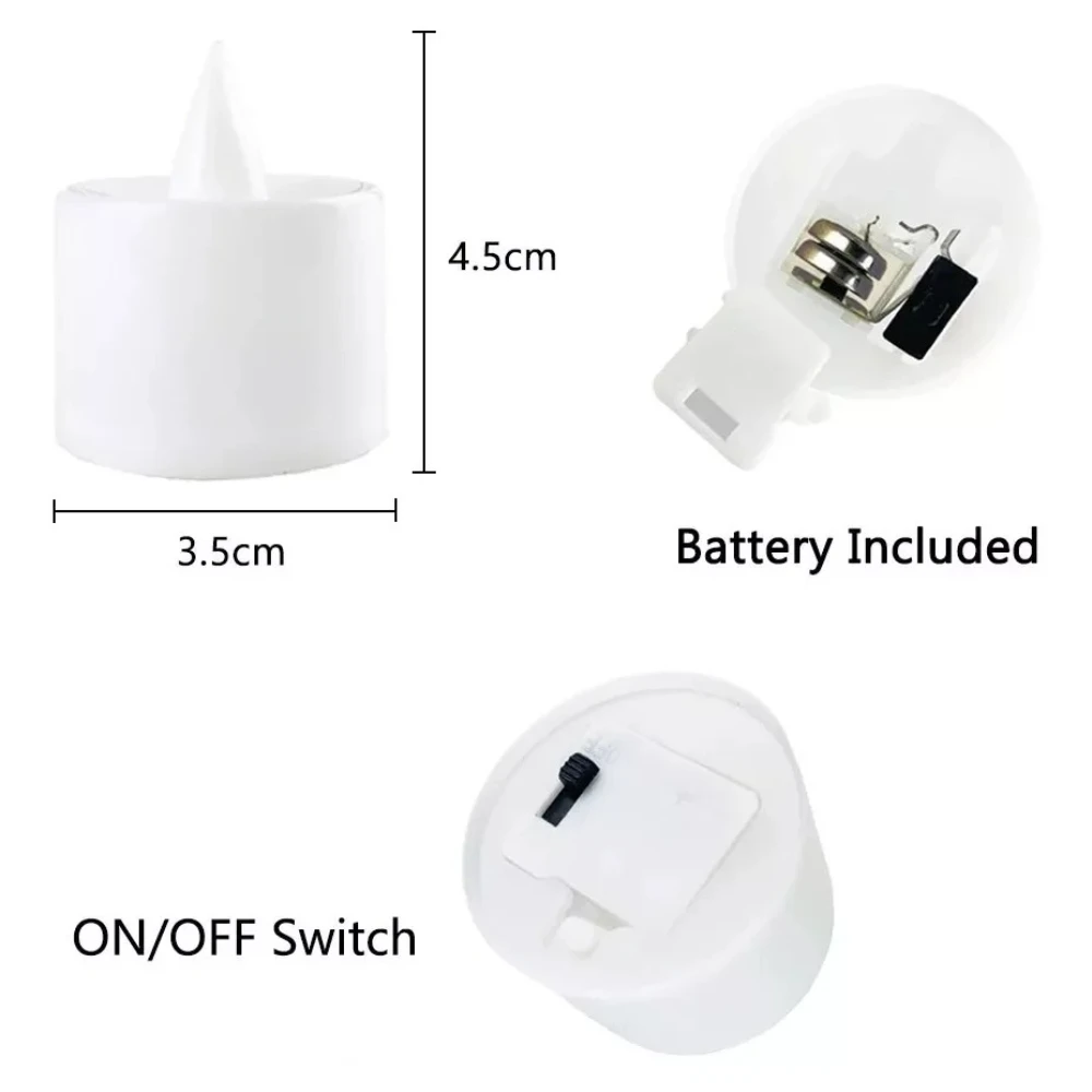 เทียน LED 24 ชิ้น เทียนไร้เปลวไฟ ใช้แบตเตอรี่ ใช้งานได้นานกว่า 200 ชั่วโมง เทียนไฟฟ้า LED ปลอม ไฟชา