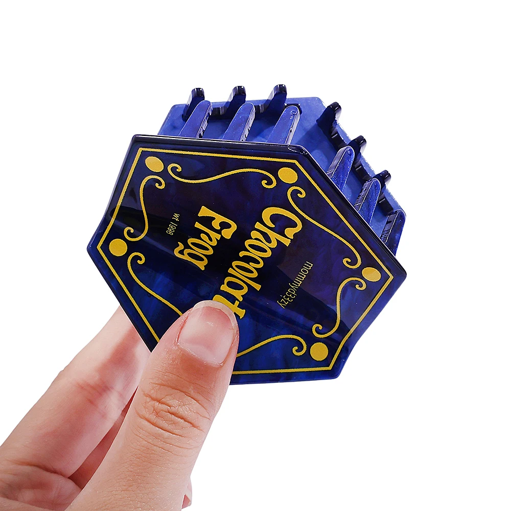 Vintage Blue Chocolate Frog Box Hair Claw Clip Hexagonal Magical Movie Inspired Shark Jaw Clip Cartoon Accessories for Women