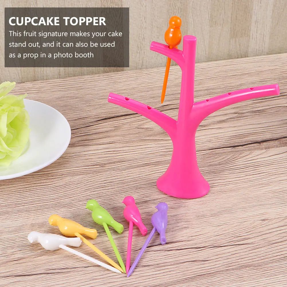 Cute Creative Bird Design Plastic Fruit Forks for Birthday Party Dinner Photo Booth Decoration Reusable Cake Toothpicks